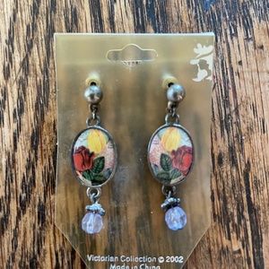 Victorian oblong drop earrings